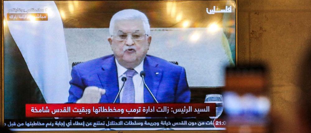Wahlabsage live im Fernsehen: Palästinenserpräsident Mahmud Abbas 