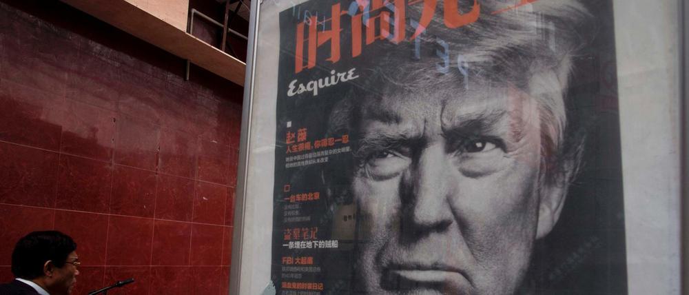 Eine chinesische Zeitschrift zeigt den US-Präsidenten Donald Trump auf der Titelseite. 