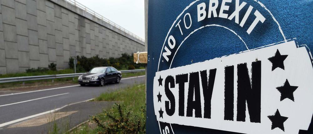 Ein "No To Brexit"-Schild in Nordirland, fotografiert am 7. Juni 2016. 