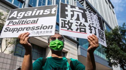 Protest gegen die Schuldsprüche für Hongkonger Demokratieaktivisten vor dem Gericht