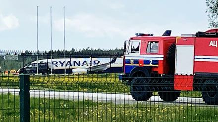 Die Ryanair-Maschine am Minsker Flughafen.