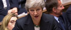 Mit dem Rücken zur Wand. Premierministerin Theresa May am Donnerstag im britischen Unterhaus. 