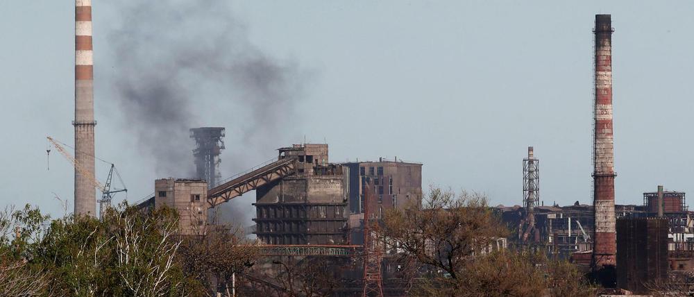 Das Azovstal-Stahlwerk in Mariupol (aufgenommen am 28. April)