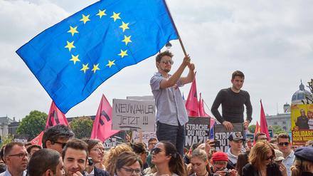 Wien auf den Barrikaden: Demonstranten treten am Samstag für Neuwahlen und Europa ein.