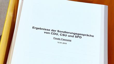 Die Finale Fassung der Ergebnisse der Sondierungsgespräche von CDU,CSU und SPD. 