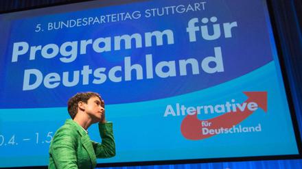 Die AfD-Parteivorsitzende Frauke Petry Ende April auf dem 5. AfD Bundesparteitag in Stuttgart.