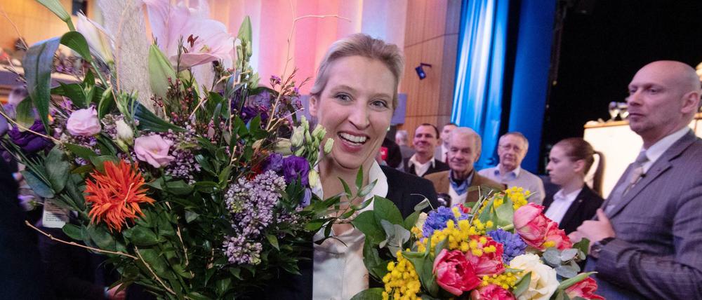 Parteitag in Böblingen: Alice Weidel, AfD-Fraktionsvorsitzende im Bundestag, ist zur zur Landesvorsitzenden der AfD Baden-Württemberg gewählt worden.