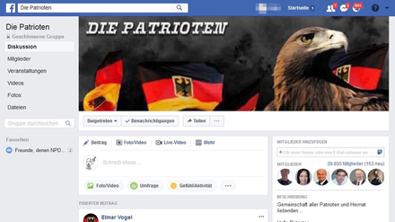 Geschlossene Facebook-Gruppe "Die Patrioten"