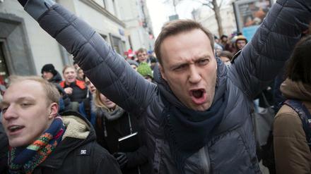 Der russische Oppositionelle Alexej Nawalny auf einem Protest im Januar in Moskau.