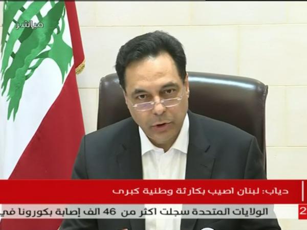Premierminister Hassan Diab bei einer Fernsehansprache am Dienstagabend.