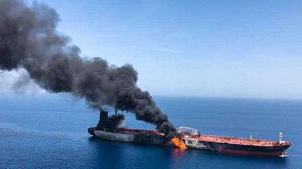 Angegriffener Tanker im Persischen Golf. 