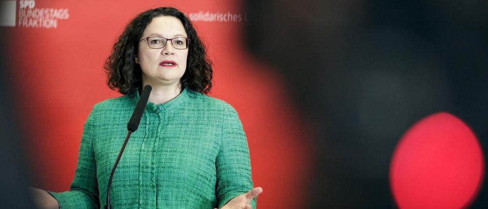 Die SPD-Fraktionsvorsitzende Andrea Nahles ist unter Druck.