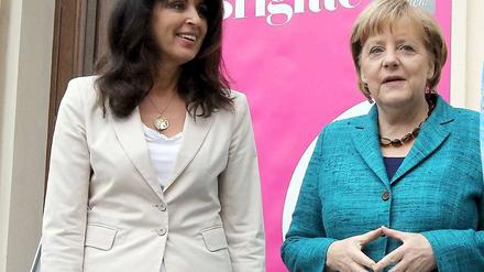 "Brigitte"-Chefredakteurin Brigitte Huber und Kanzlerin Merkel in Berlin.