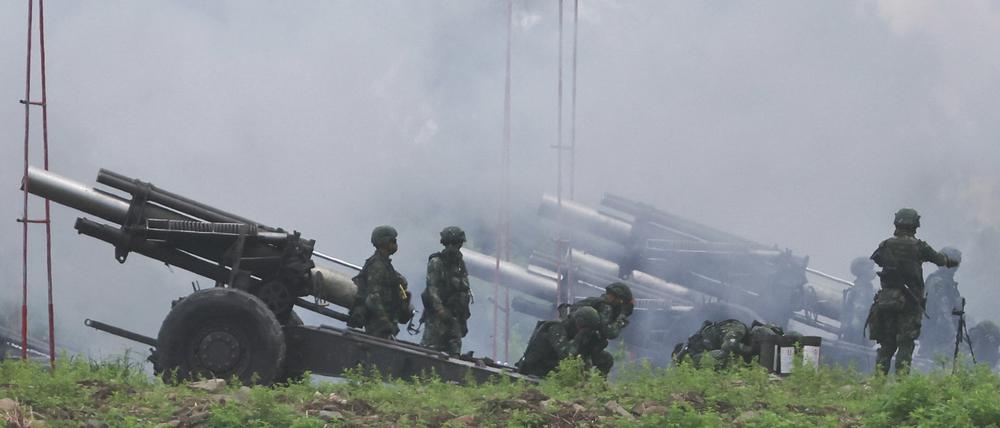 Das taiwanesische Militär bei seiner Militärübung am Dienstag