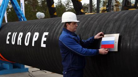 Baubeginn der Pipeline im russischen Wyborg.