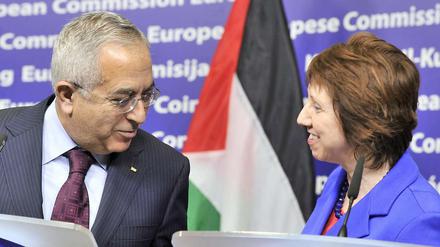 Catherine Ashton und Palästinas Ministerpräsident Salam Fayyad in Brüssel. 