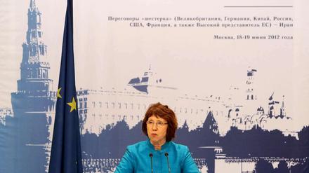 Nicht erfreut. Die EU-Außenbeauftragte Catherine Ashton in Moskau.