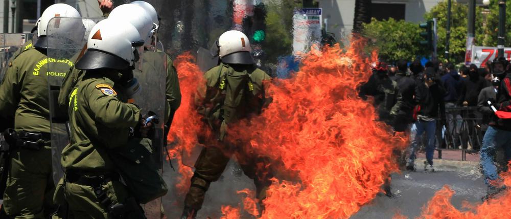 In Athen kam es zu Ausschreitungen zwischen der Polizei und Demonstranten.