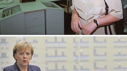 Angela Merkel als Bundesumweltministerin im Kernkraftwerk Lubmin bei Greifswald (Archivfoto vom 20.07.1995)