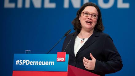 Andrea Nahles, neue Vorsitzende der Sozialdemokratischen Partei Deutschlands (SPD). 