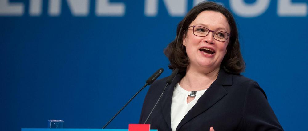 Andrea Nahles, neue Vorsitzende der Sozialdemokratischen Partei Deutschlands (SPD). 