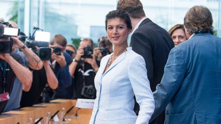 Linksfraktionschefin Sahra Wagenknecht Anfang September vor der Bundespressekonferenz bei der Vorstellung ihrer Bewegung "Aufstehen". 