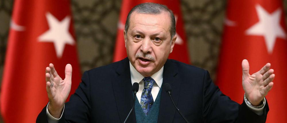 Die Türkei müsse die Zahl ihrer Feinde verringern, dozierte Erdogan vor türkischen Journalisten. 