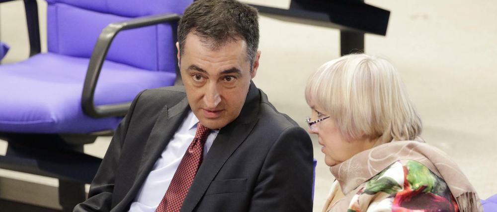 Cem Özdemir und Claudia Roth im Bundestag.