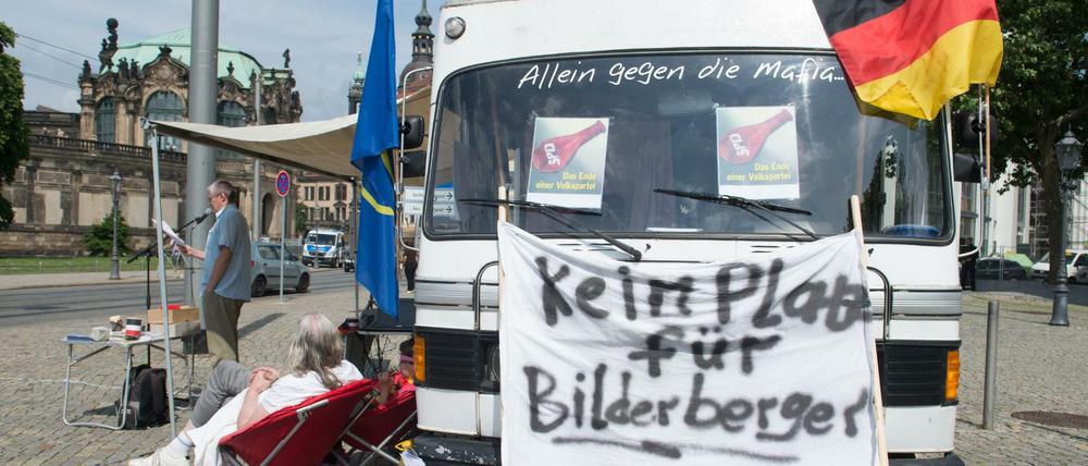 Protest gegen die Bilderberg-Konferenz in Dresden
