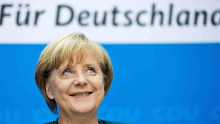 Am Tag nach dem Triumph bei der Bundestagswahl: Angela Merkel am Montag bei der Pressekonferenz im Konrad-Adenauer-Haus.
