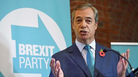 Nigel Farage, der Vorsitzende der britischen Brexit-Partei, am Freitag in London. 