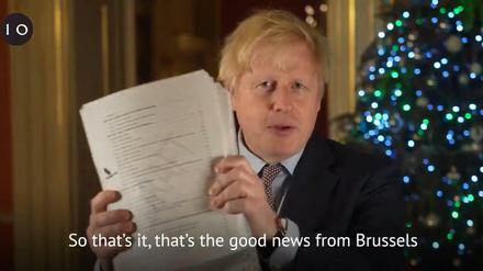 Boris Johnson, Premierminister von Großbritannien, bei seiner Weihnachtsansprache in 10 Downing Street