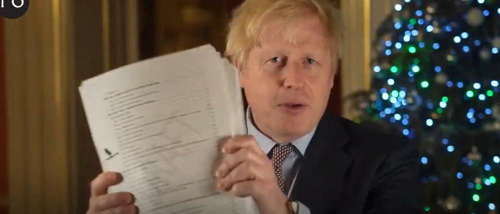 Boris Johnson, Premierminister von Großbritannien, bei seiner Weihnachtsansprache in 10 Downing Street