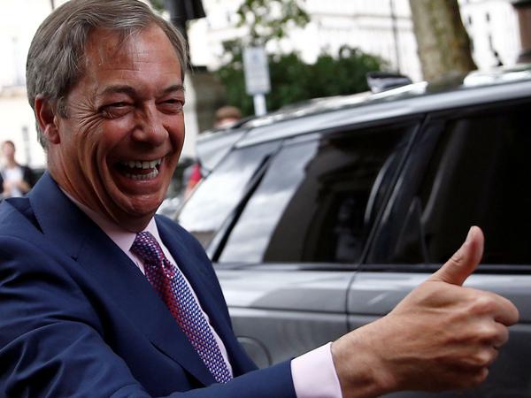 Nigel Farage, der Vorsitzende der Brexit-Partei, nach der EU-Wahl. 