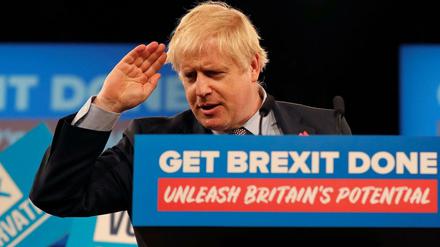 Boris Johnson spricht am Mittwoch bei einer Wahlkampfveranstaltung.