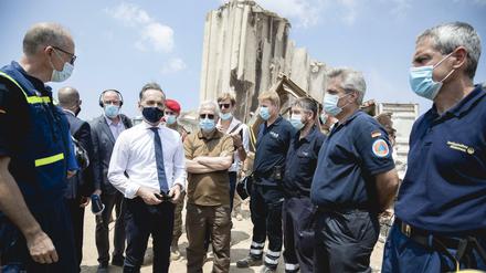 Außenminister Heiko Maas SPD besucht das Epizentrum der Explosion im Hafen von Beirut.