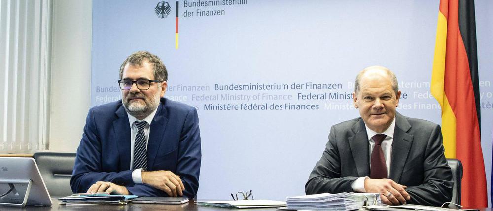 Staatssekretär Wolfgang Schmidt (l.) mit Bundesfinanzminister Olaf Scholz, beide SPD. 