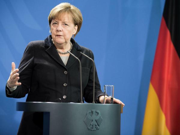 Bundeskanzlerin Angela Merkel (CDU) spricht während einer Pressekonferenz am 07.01.2016 im Kanzleramt in Berlin. 