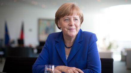 Bundeskanzlerin Angela Merkeln spricht im Bundeskanzleramt mit Journalisten.
