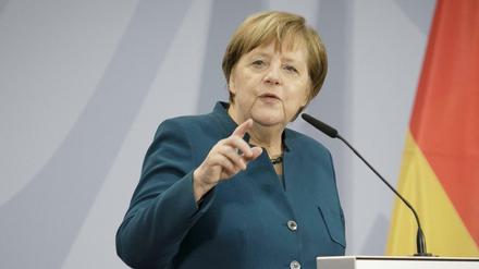 Die Bundeskanzlerin Angela Merkel bei der Eröffnung der Zentrale des Bundesnachrichtendienstes in Berlin.