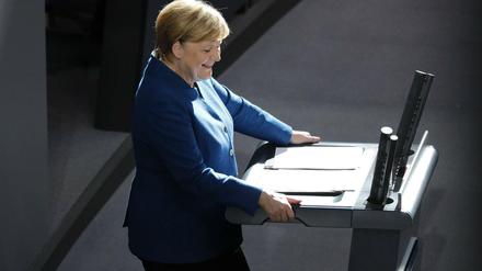 Bundeskanzlerin Angela Merkel bei ihrer Regierungserklärung am Mittwoch.