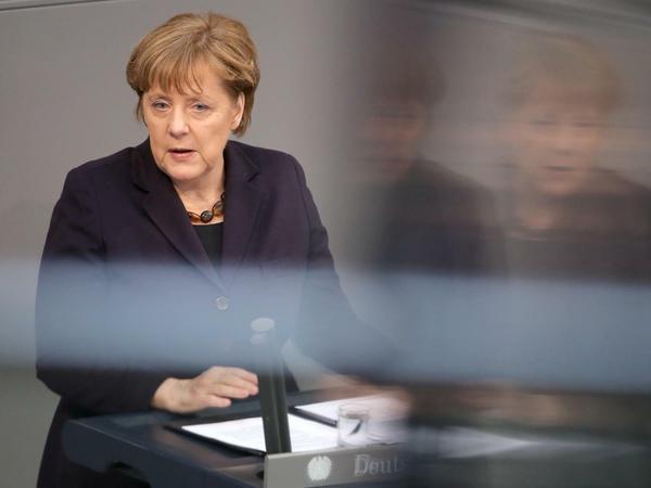 Angela Merkel während ihrer Regierungserklärung am Mittwoch im Bundestag. 