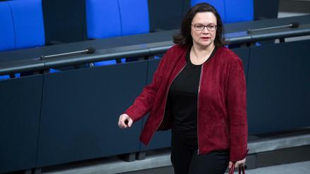 Andrea Nahles, SPD-Chefin und Vorsitzende der SPD-Bundestagsfraktion.