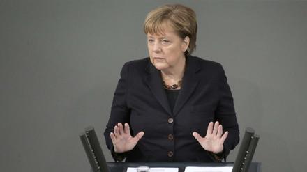 "Historische Bewährungsprobe" für Europa. Kanzlerin Angela Merkel am Mittwoch bei ihrer Regierungserklärung im Bundestag