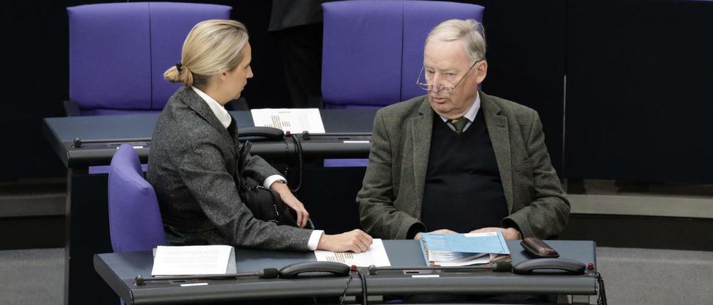 Liegt ihr Schicksal in den Händen von Union und SPD? AfD-Fraktionschefs Alice Weidel und Alexander Gauland im Bundestag.