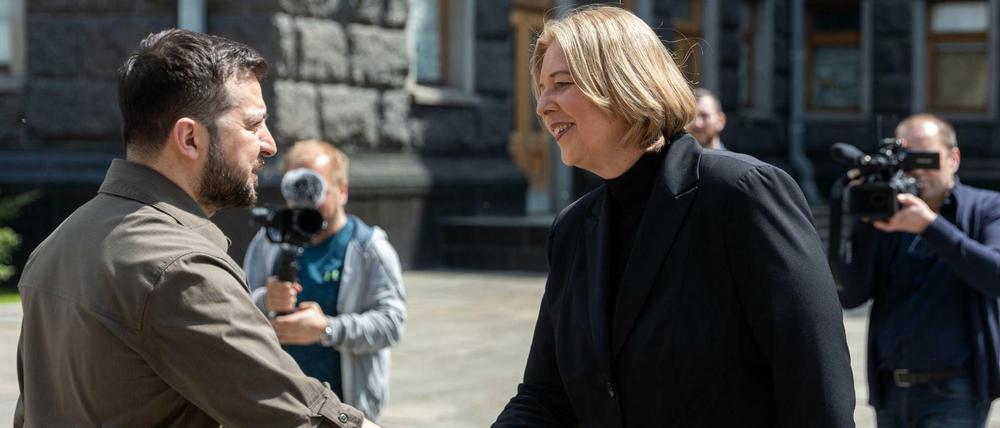Bundestagspräsidentin Bärbel Bas traf bei ihrem Ukraine-Besuch auch Präsident Wolodymyr Selenskyj.