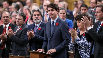 Der kanadische Premierminister Justin Trudeau bei seiner Rede im Parlament von Ottawa am Mittwoch.