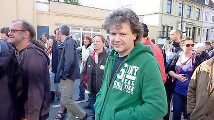 In Grün. Carsten Werner bei einer Demonstration gegen den Aufmarsch der NPD in der Bremer Neustadt Ende April.