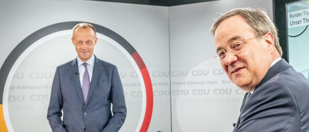 CDU-Kanzlerkandidat Armin Laschet (rechts) braucht jemanden an seiner Seite, der sich um die Beziehungen zur CSU kümmert: Friedrich Merz wäre prädestiniert dafür. 