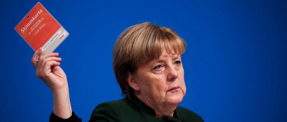 Die CDU-Bundesvorsitzende und Bundeskanzlerin Angela Merkel beim Bundesparteitag der CDU in Essen.